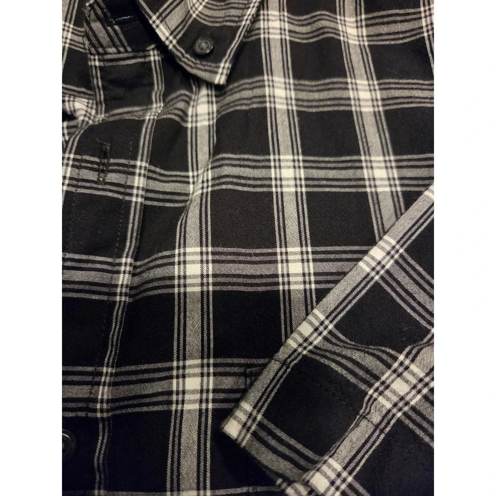 Lot of 2 George Mens Classic Fit Button Down Shirt‎  Navy/Geo Black Plaid LG